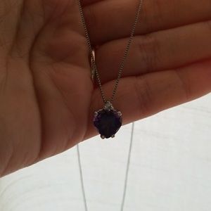 Sterling silver necklace and heart shaped amethyst